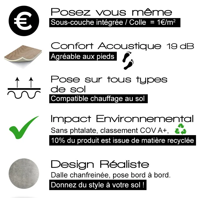 Dalle PVC Effet Béton Clair